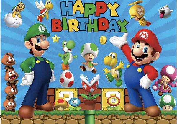 MARIO BROS INSPIRED A4 EDIBLE ICING HAPPY BIRTHDAY CAKE TOPPER DECORATION - House of Cakes