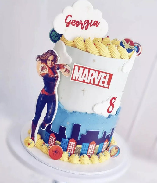 Marvel PRE CUT 4 INCH Edible Icing Logo Birthday Cake Topper Decorations - House of Cakes