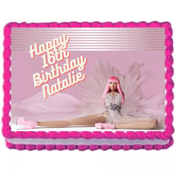 Nicki Barbie INSPIRED A4 EDIBLE ICING BIRTHDAY CAKE TOPPER - House of Cakes