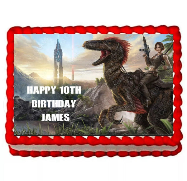 PERSONALISED ARK SURVIVAL EDIBLE A4 ICING SHEET BIRTHDAY CAKE TOPPER - House of Cakes