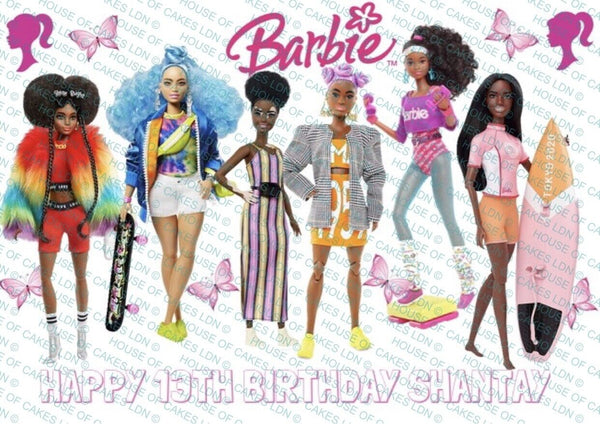 PERSONALISED BARBIE DOLL EDIBLE A4 ICING SHEET BIRTHDAY CAKE TOPPER DECORATION - House of Cakes