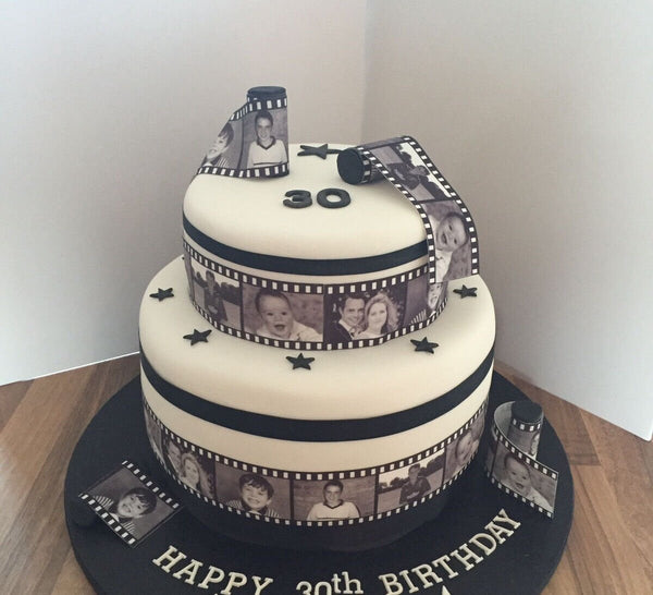 Personalised EDIBLE 3x Filmstrips Film Reel UNCUT Icing Cake Topper Add Your Own Photos! - House of Cakes