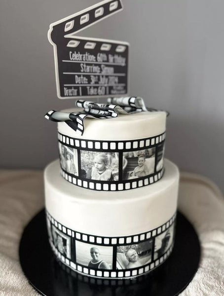 Personalised EDIBLE 3x Filmstrips Film Reel UNCUT Icing Cake Topper Add Your Own Photos! - House of Cakes