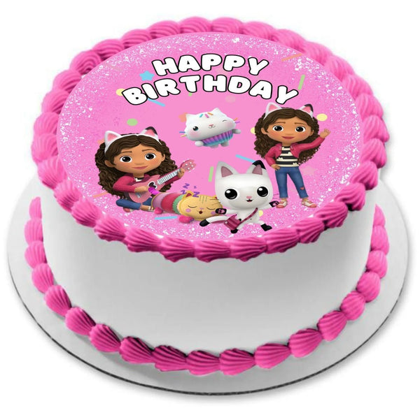 PERSONALISED GABBY’S DOLLHOUSE 8 INCH PRE - CUT EDIBLE ICING BIRTHDAY CAKE TOPPER - House of Cakes