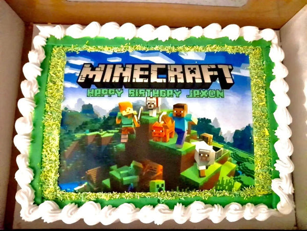 PERSONALISED Minecraft EDIBLE A4 Icing Sheet Birthday Cake Topper - House of Cakes