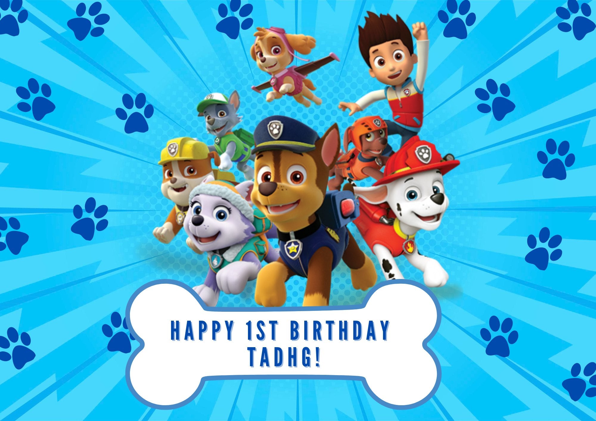 PERSONALISED Paw Patrol Inspired EDIBLE A4 Icing Sheet Birthday Cake Topper Decoration - House of Cakes