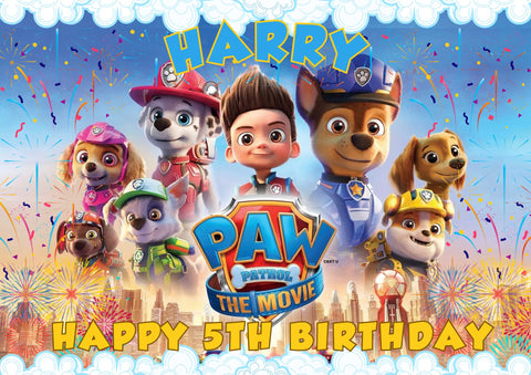 PERSONALISED Paw Patrol Movie Inspired EDIBLE A4 Icing Sheet Birthday Cake Topper Decoration - House of Cakes