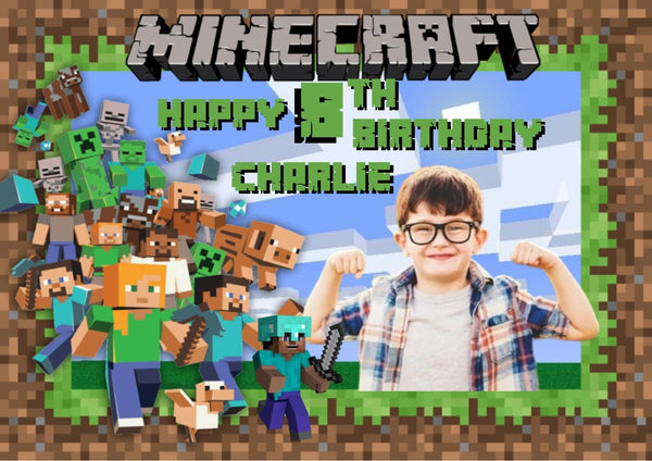 PERSONALISED PICTURE Minecraft EDIBLE A4 Icing Sheet Birthday Cake Topper - House of Cakes