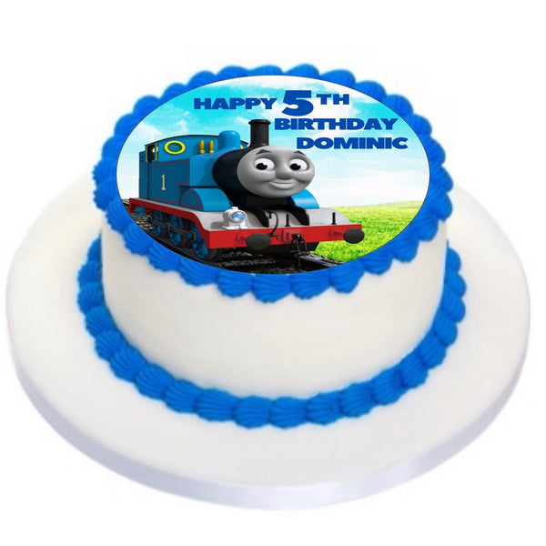 PERSONALISED THOMAS TRAIN EDIBLE 8 INCH PRE - CUT ICING BIRTHDAY CAKE TOPPER - House of Cakes