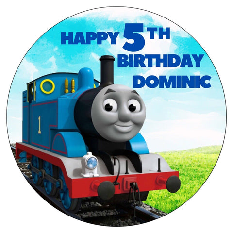 PERSONALISED THOMAS TRAIN EDIBLE 8 INCH PRE - CUT ICING BIRTHDAY CAKE TOPPER - House of Cakes