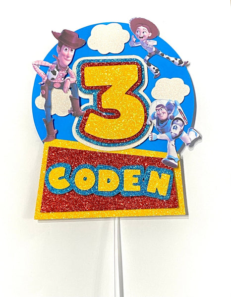 Personalised Toy Story 3D Glitter Card Cake Topper - House of Cakes