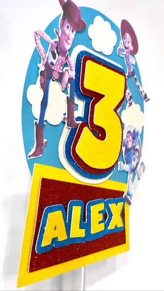 Personalised Toy Story 3D Glitter Card Cake Topper - House of Cakes