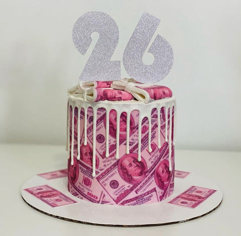 Pink 100 Dollar Bills A4 Edible Icing Cake Wrap - House of Cakes