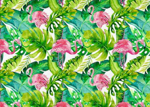 Pink Flamingo Tropical Leaves A4 Edible Icing Sheet - House of Cakes