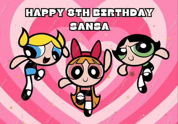 Powerpuff Girls Personalised A4 Edible Icing PRE - CUT Cake Topper - House of Cakes