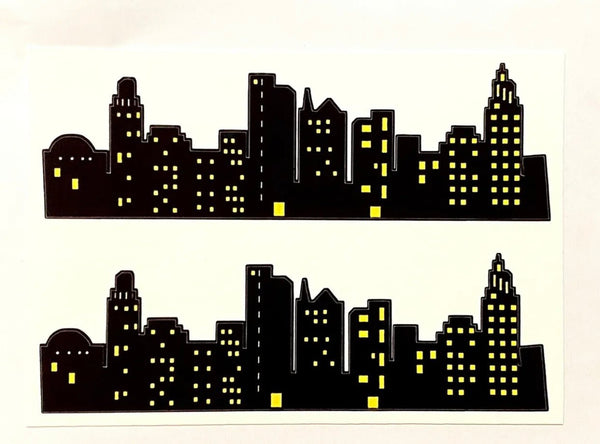 PRE - CUT Superhero Skyline building Silhouette Cake Topper Icing Sheet - House of Cakes