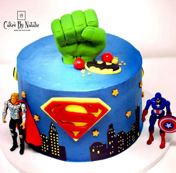 PRE - CUT Superhero Skyline building Silhouette Cake Topper Icing Sheet - House of Cakes