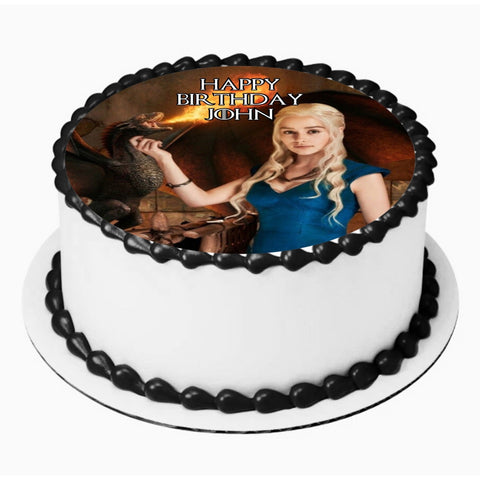 Queen Daenerys GAME OF THRONES 8 INCH PRE - CUT PERSONALISED EDIBLE ICING BIRTHDAY CAKE TOPPER DECORATION - House of Cakes