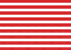 Red & White Vertical Stripes EDIBLE A4 Cake Wrap Cake Decoration - House of Cakes