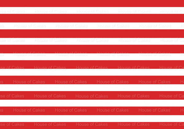 Red & White Vertical Stripes EDIBLE A4 Cake Wrap Cake Decoration - House of Cakes