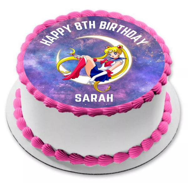 Sailor Moon Personalised 8 INCH PRE - CUT Edible Icing Birthday Cake Topper - House of Cakes