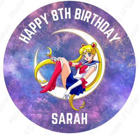 Sailor Moon Personalised 8 INCH PRE - CUT Edible Icing Birthday Cake Topper - House of Cakes