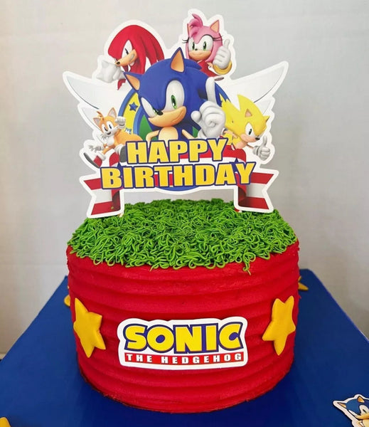 Sonic Logo Edible Icing PRE - CUT Cake Topper 4 INCH /5 INCH (width) - House of Cakes