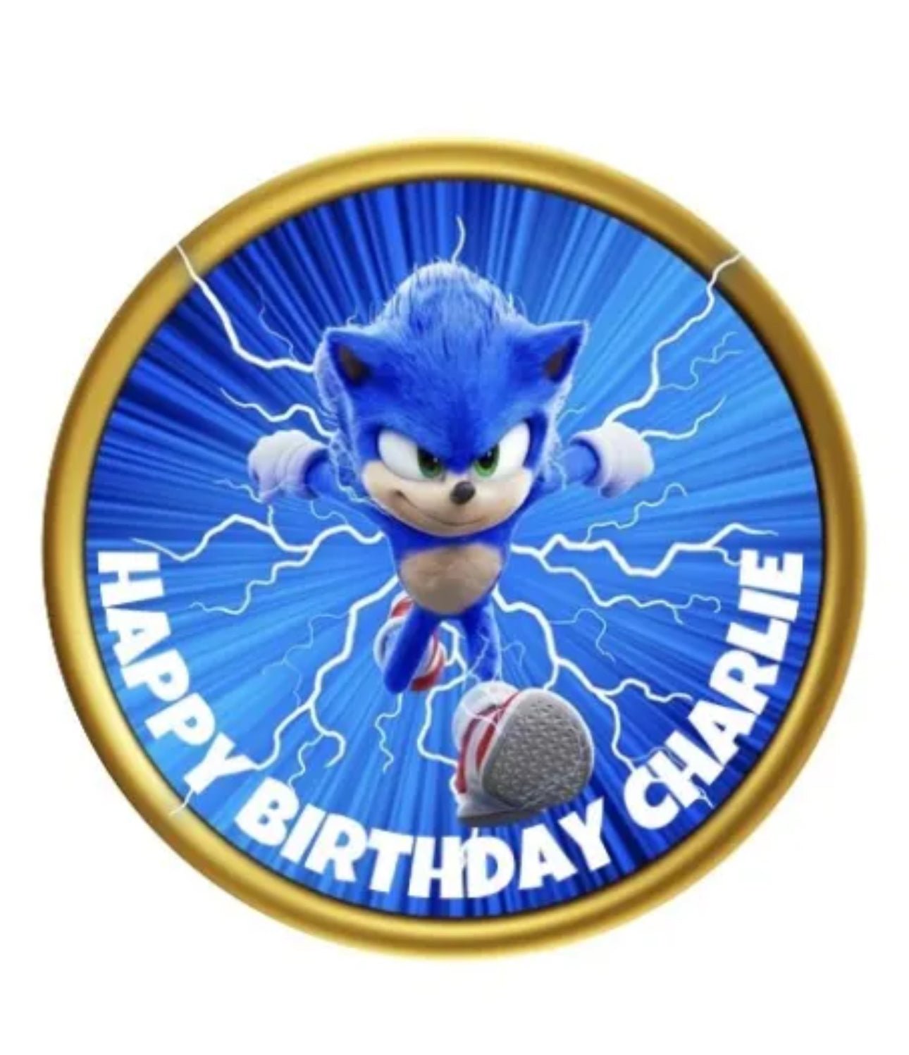 SONIC THE HEDGEHOG EDIBLE 8 INCH ROUND ICING BIRTHDAY CAKE TOPPER DECORATION - House of Cakes