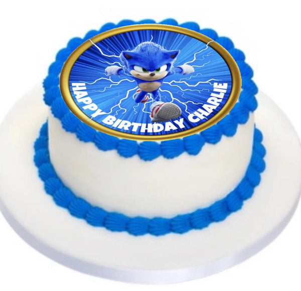 SONIC THE HEDGEHOG EDIBLE 8 INCH ROUND ICING BIRTHDAY CAKE TOPPER DECORATION - House of Cakes