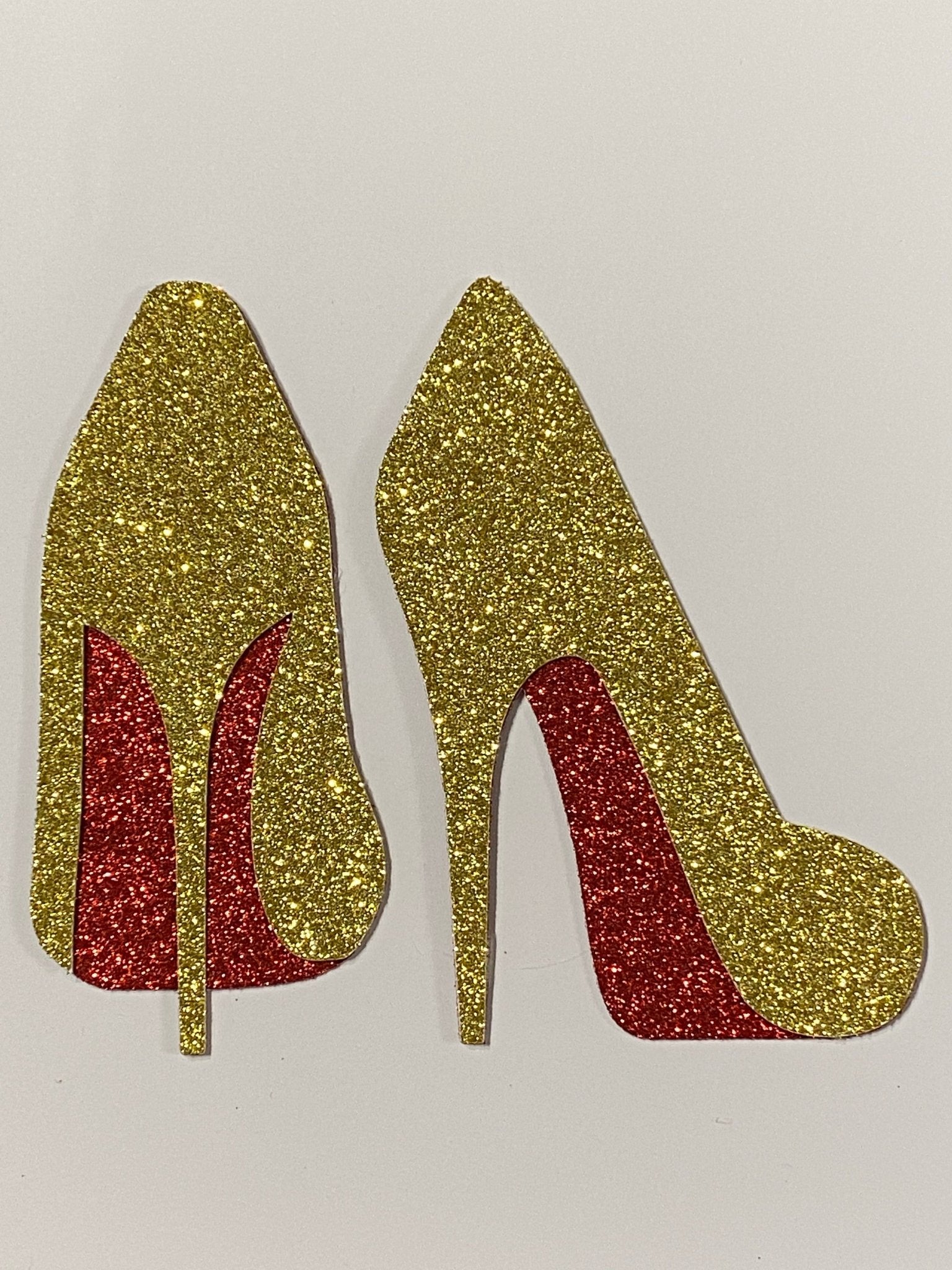 Sparkly Glitter Red Sole High Heel Card Cake Topper - House of Cakes