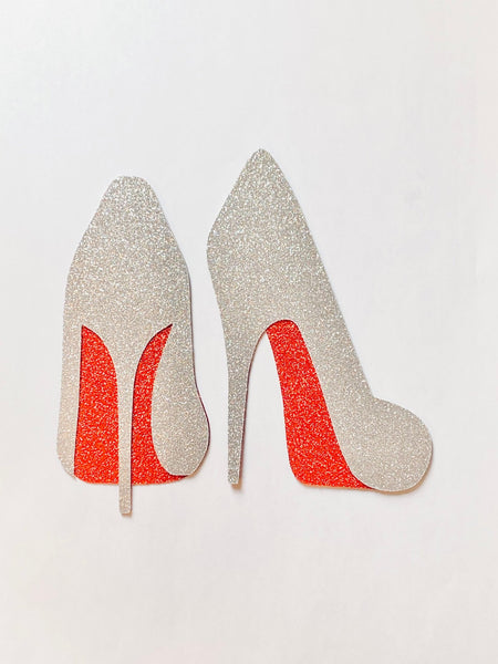 Sparkly Glitter Red Sole High Heel Card Cake Topper - House of Cakes