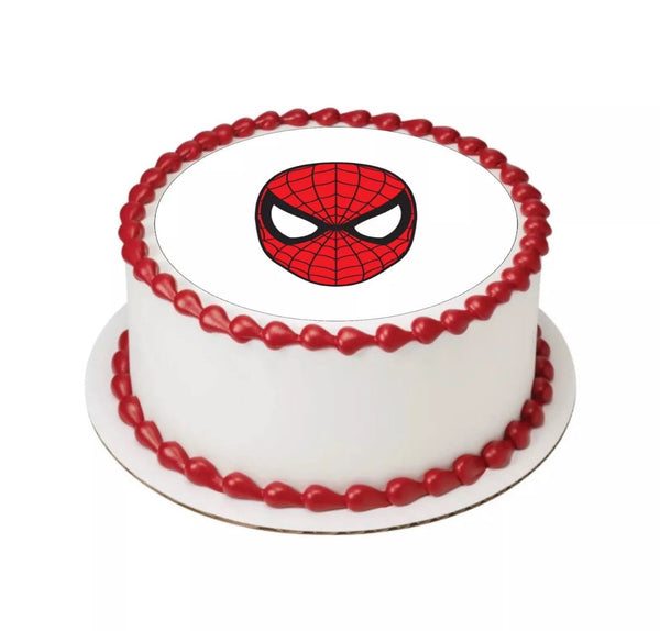 Spider - Man Face Edible Icing PRE - CUT Cake Topper 3 INCH/4 INCH /5 INCH - House of Cakes