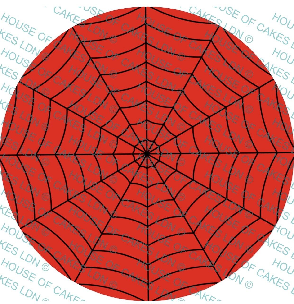 SPIDERMAN RED BACKGROUND BLACK WEB EDIBLE ROUND 8 INCH PRE - CUT CAKE TOPPER - House of Cakes