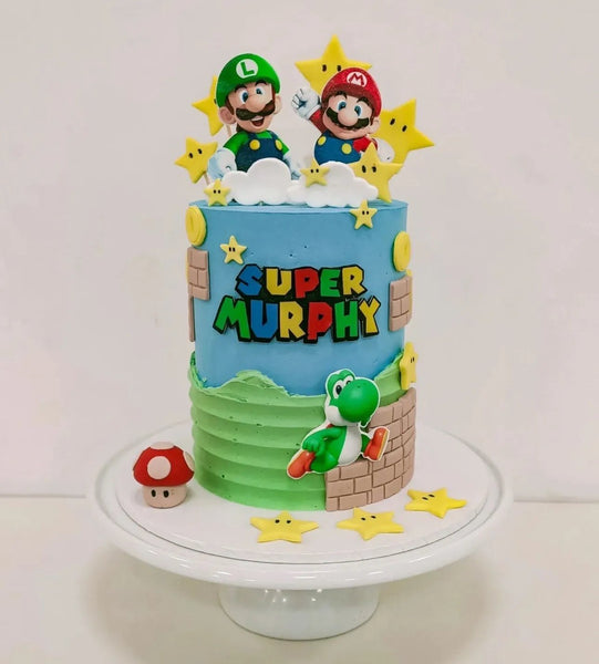 SUPER MARIO BROS PERSONALISED NAME/LOGO EDIBLE ICING PRE - CUT CAKE DECORATION - House of Cakes