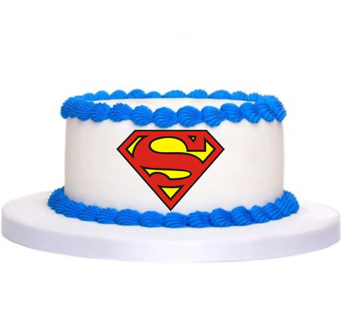 Superman PRE CUT 4 INCH (WIDTH) Edible Icing Logo Birthday Cake Topper Decorations - House of Cakes