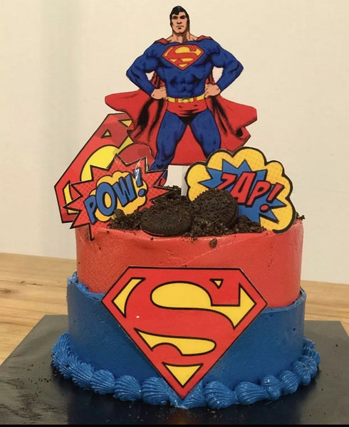 Superman PRE CUT 4 INCH (WIDTH) Edible Icing Logo Birthday Cake Topper Decorations - House of Cakes