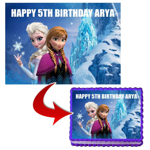 UNOFFICIAL FROZEN PERSONALISED EDIBLE A4 ICING BIRTHDAY CAKE TOPPER DECORATION - House of Cakes