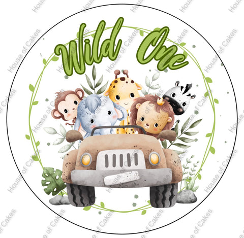 Wild One Themed Edible Icing PRE - CUT Cake/Cupcake Toppers 8 INCH CIRCLE/12x5cm Discs - House of Cakes