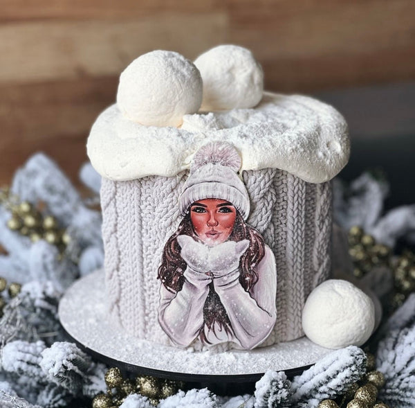 Winter Girl Edible Icing PRE - CUT Cake Topper 4 INCH /5 INCH (width) - House of Cakes