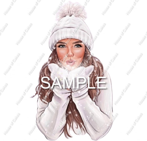 Winter Girl Edible Icing PRE - CUT Cake Topper 4 INCH /5 INCH (width) - House of Cakes