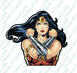 WONDER WOMAN 5 INCH EDIBLE ICING PRE - CUT BIRTHDAY CAKE TOPPER DECORATION - House of Cakes