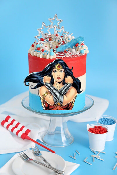 WONDER WOMAN 5 INCH EDIBLE ICING PRE - CUT BIRTHDAY CAKE TOPPER DECORATION - House of Cakes