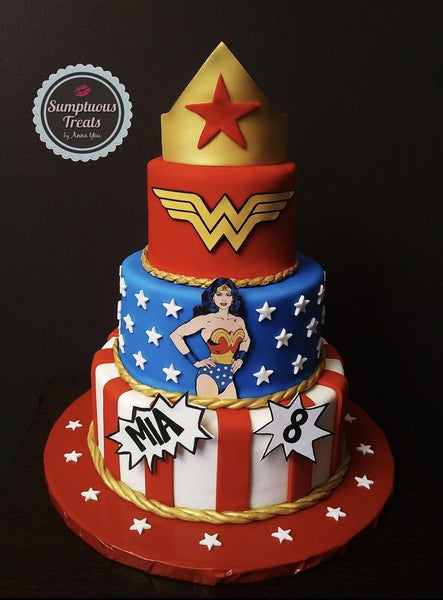 Wonder Woman PRE CUT 4” Edible Icing Logo Birthday Cake Topper Decorations - House of Cakes