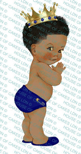 Afro Baby Boy Blue Slippers Edible Icing PRE-CUT Cake Topper