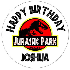JURASSIC PARK PERSONALISED EDIBLE ICING 8 INCH PRE-CUT CAKE TOPPER