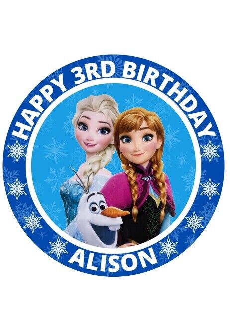 PERSONALISED UNOFFICIAL FROZEN EDIBLE 8 INCH PRE-CUT ICING BIRTHDAY CAKE TOPPER