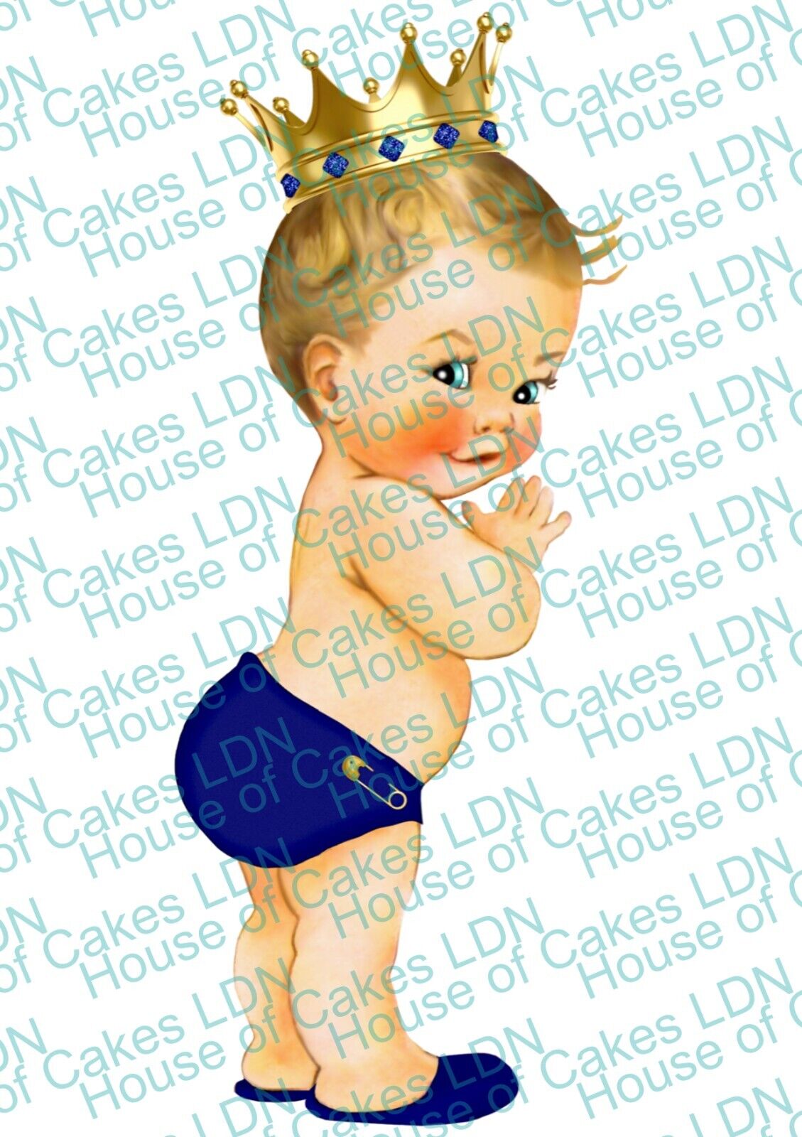 It's a Boy! Baby Boy with Gold Crown A4 EDIBLE Cake Topper