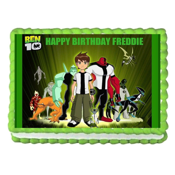 BEN 10 PERSONALISED EDIBLE A4 ICING BIRTHDAY CAKE TOPPER DECORATION