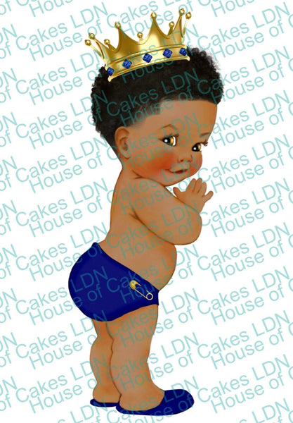 It's a Boy! Baby Boy with Gold Crown A4 EDIBLE Cake Topper