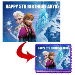 UNOFFICIAL FROZEN PERSONALISED EDIBLE A4 ICING BIRTHDAY CAKE TOPPER DECORATION